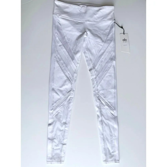 NEW ALO Leggings White with Mesh Panels Womens Size Small